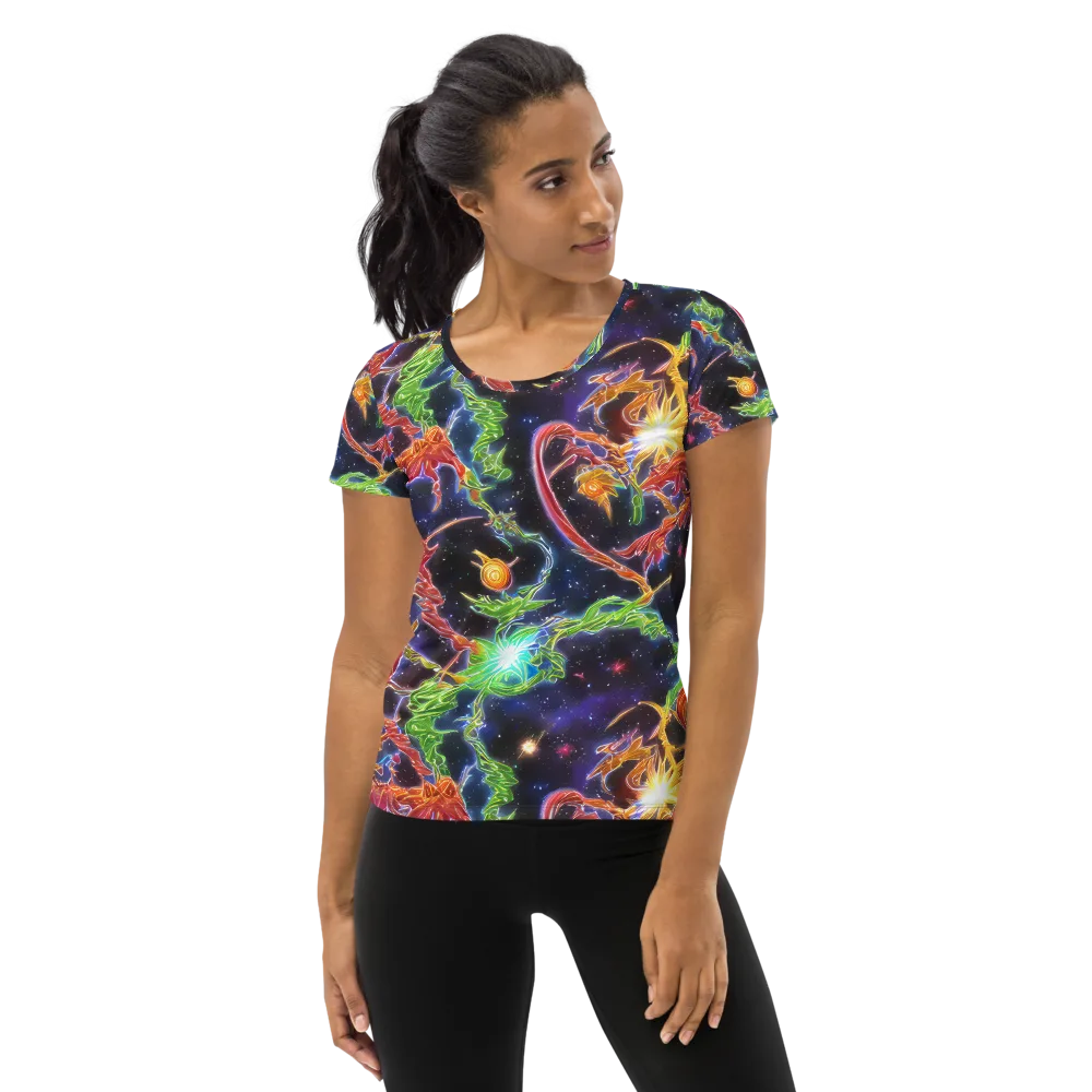 Galactic Flora on Women's Athletic T-Shirt — Front