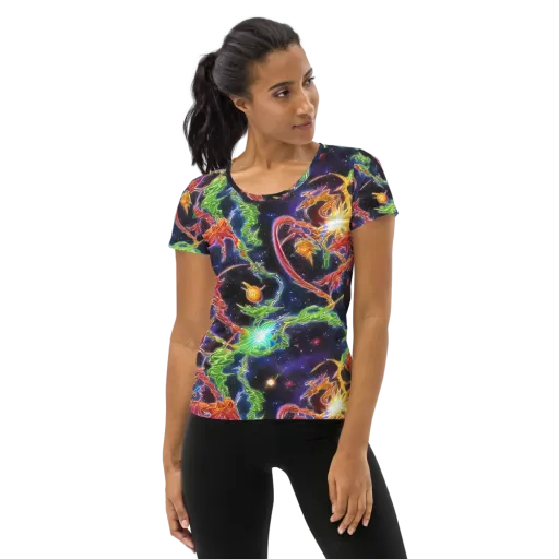 Galactic Flora on a Women's Athletic T-Shirt