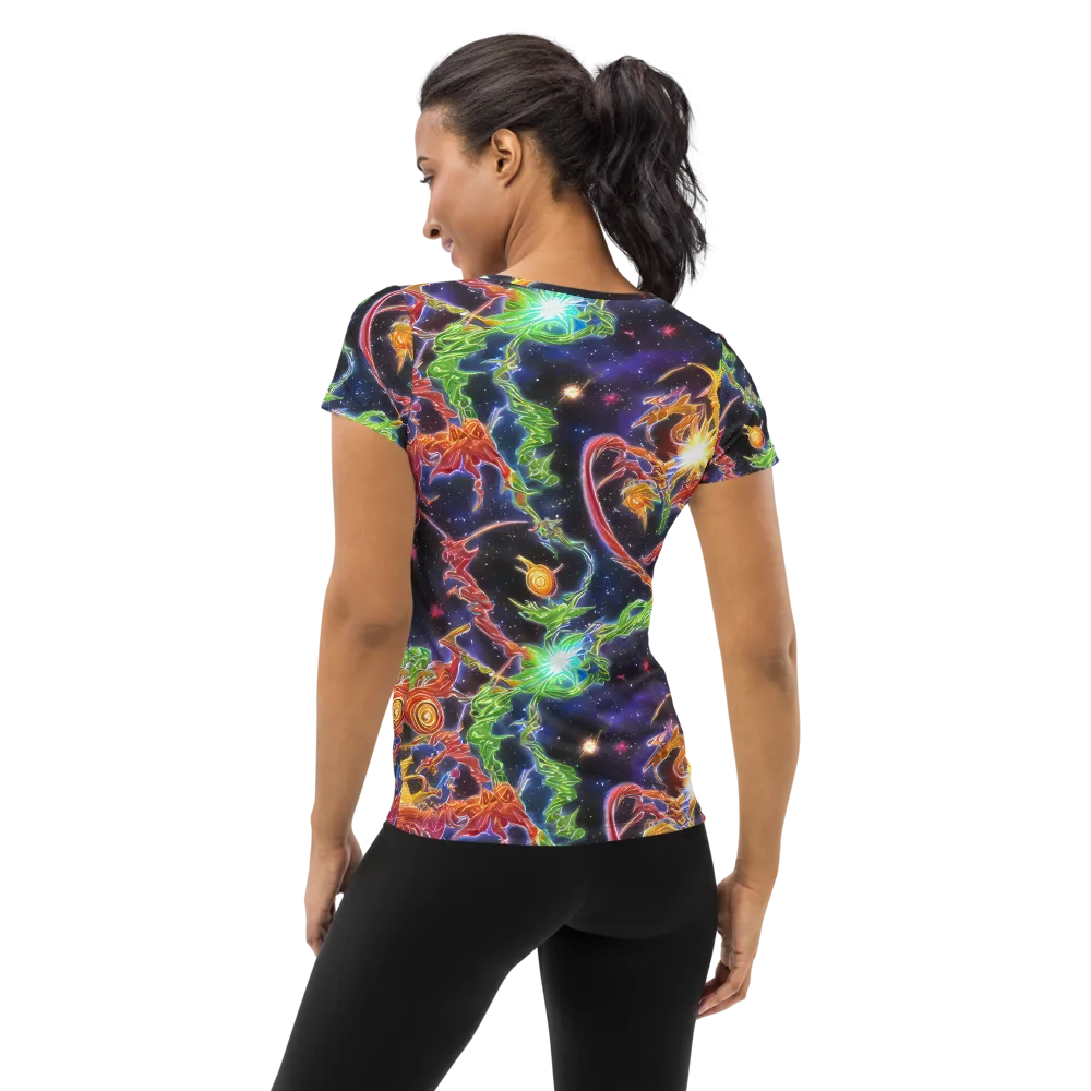 Galactic Flora on Women's Athletic T-Shirt — Back