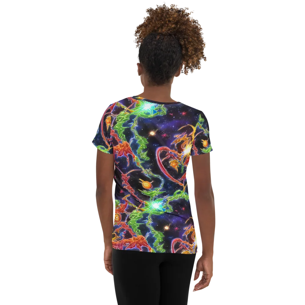 Galactic Flora on Women's Athletic T-Shirt — Back