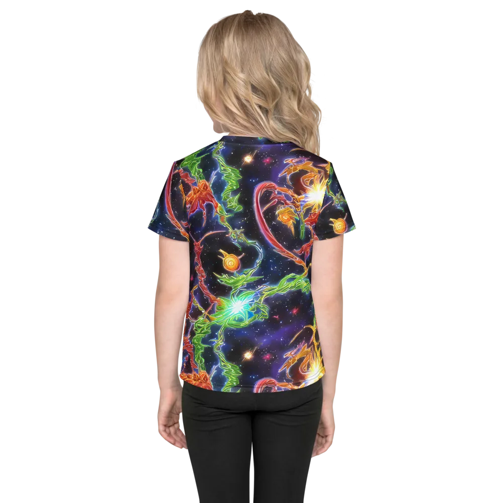Galactic Flora on Kids Crew Neck T-Shirt — Back