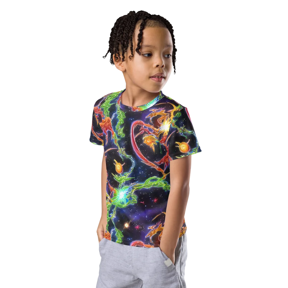 Galactic Flora on Kids Crew Neck T-Shirt — Left Front