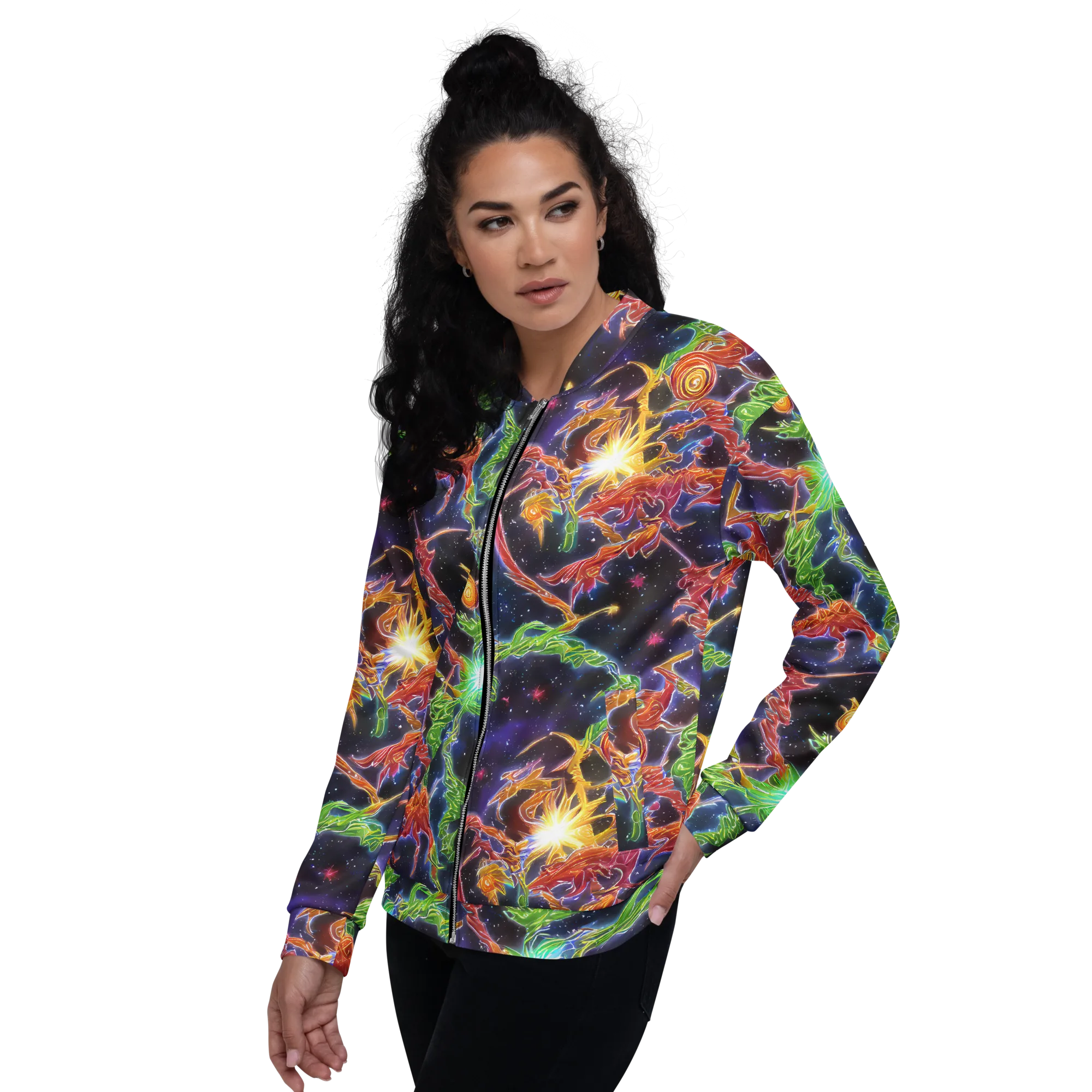 Galactic Flora on Bomber Jacket — Left