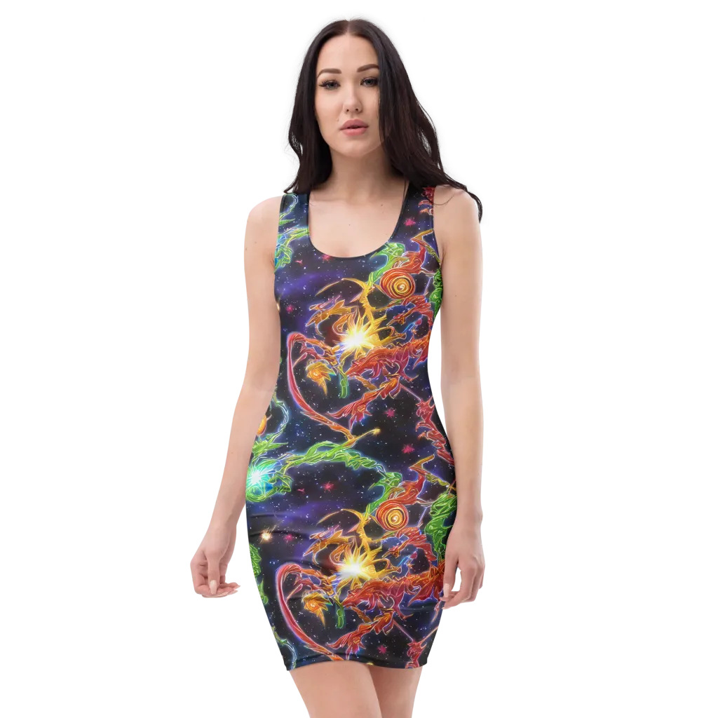 Galactic Flora on Bodycon Dress — Front