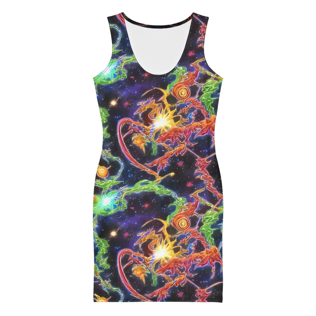 Galactic Flora on Bodycon Dress — Front