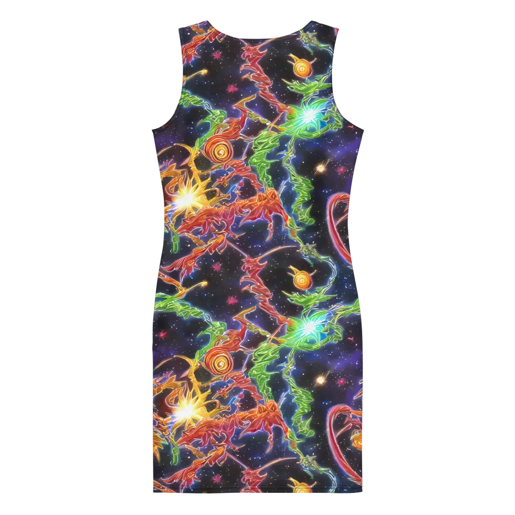 Galactic Flora on Bodycon Dress — Back