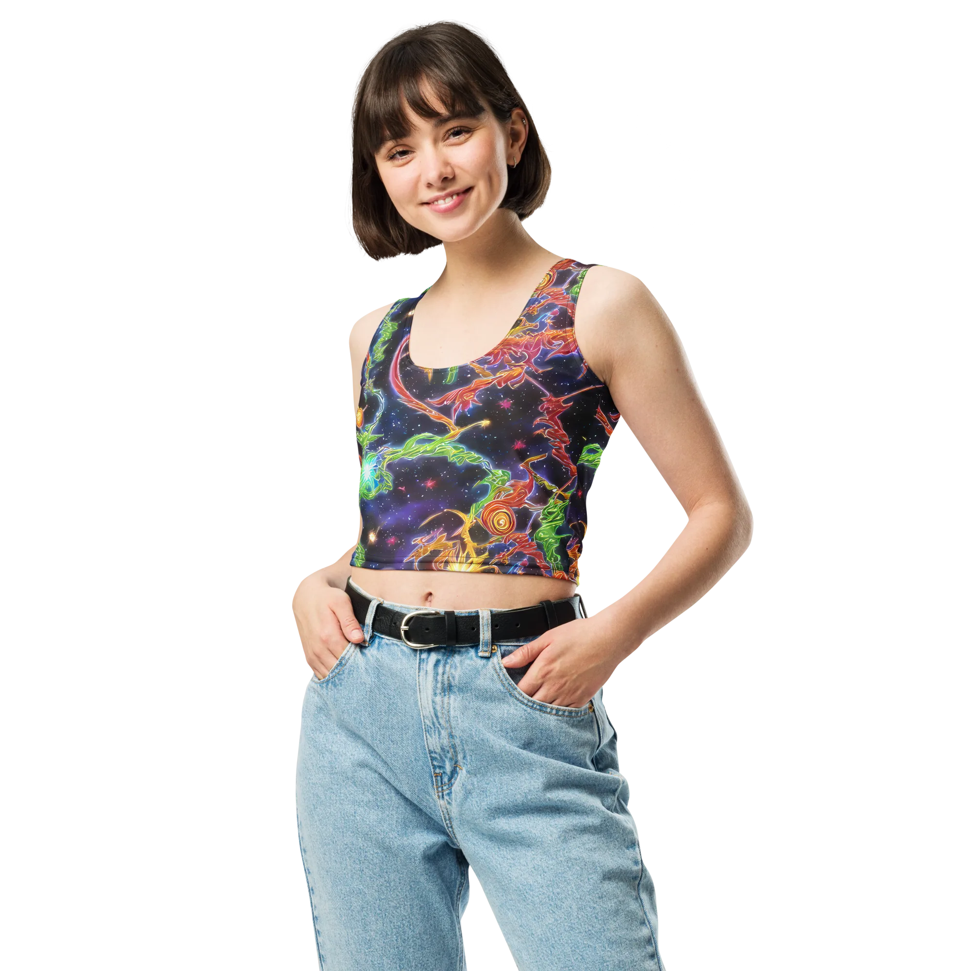 Galactic Flora on Crop Top — Front
