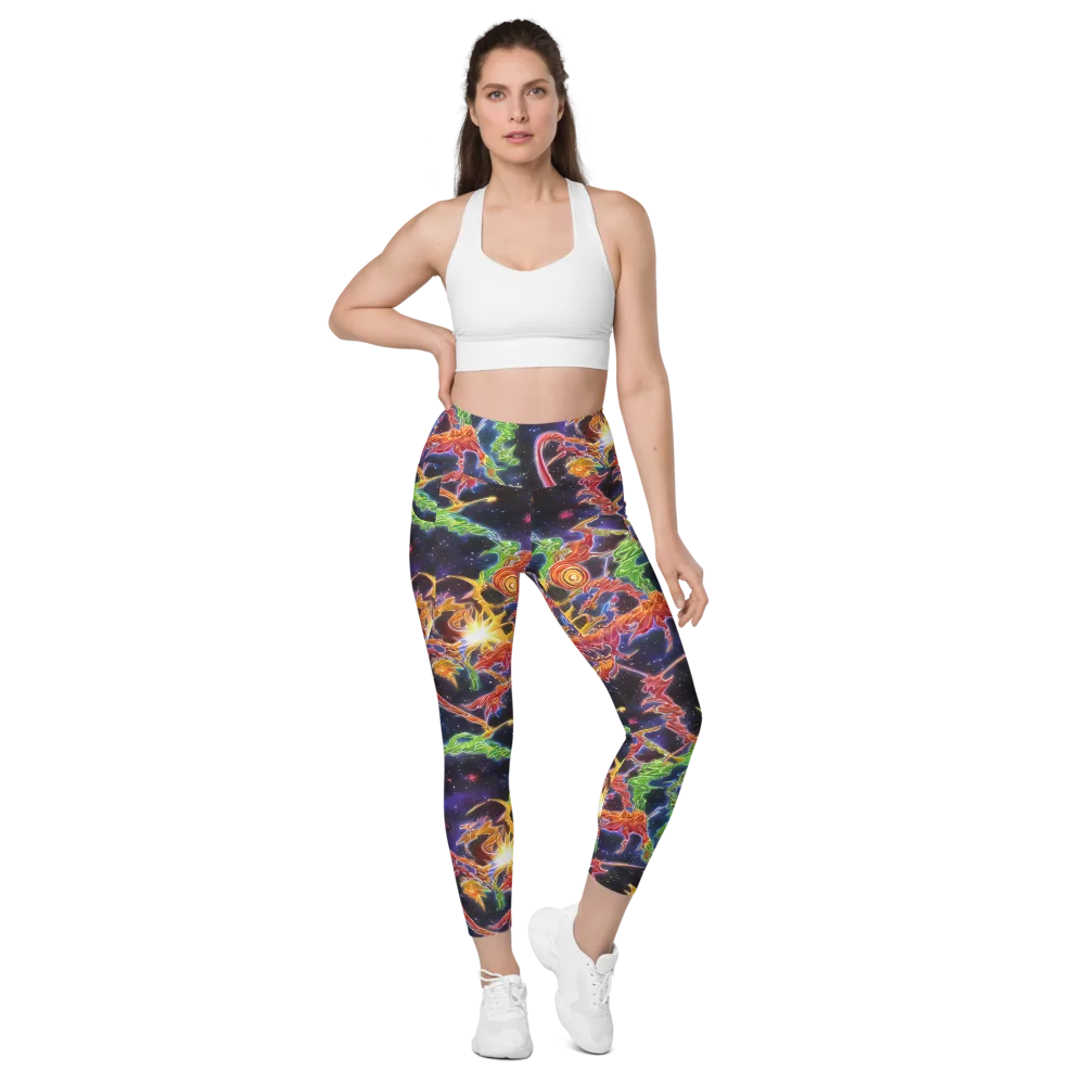 Galactic Flora on Leggings with Pockets — Front