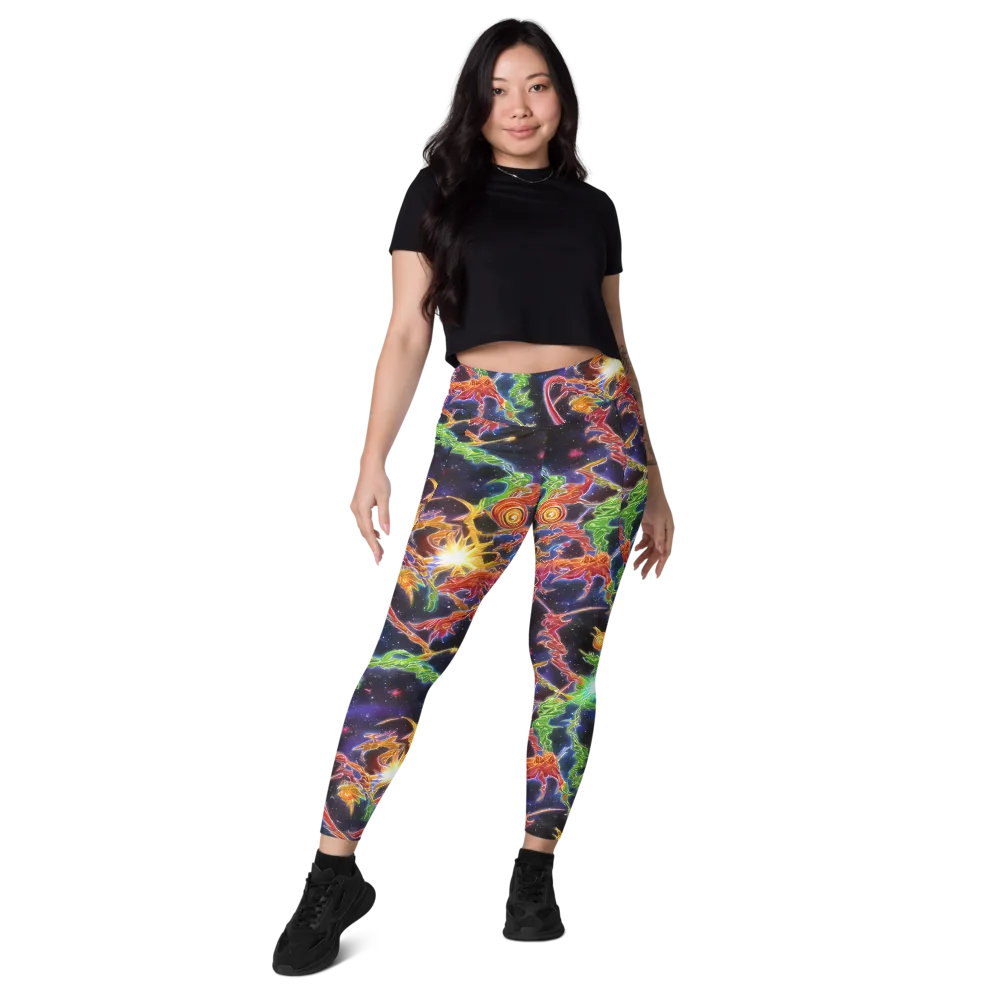 Galactic Flora on Leggings with Pockets — Front