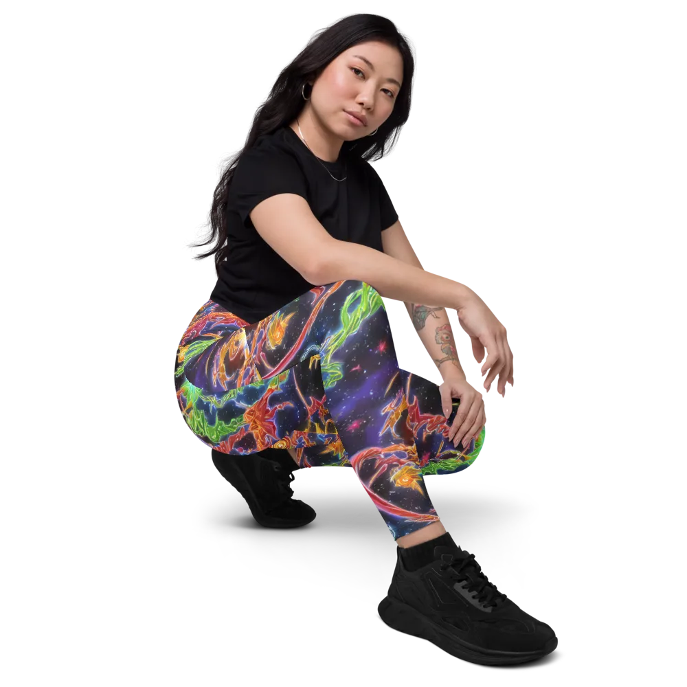 Galactic Flora on Leggings with Pockets — Right Front