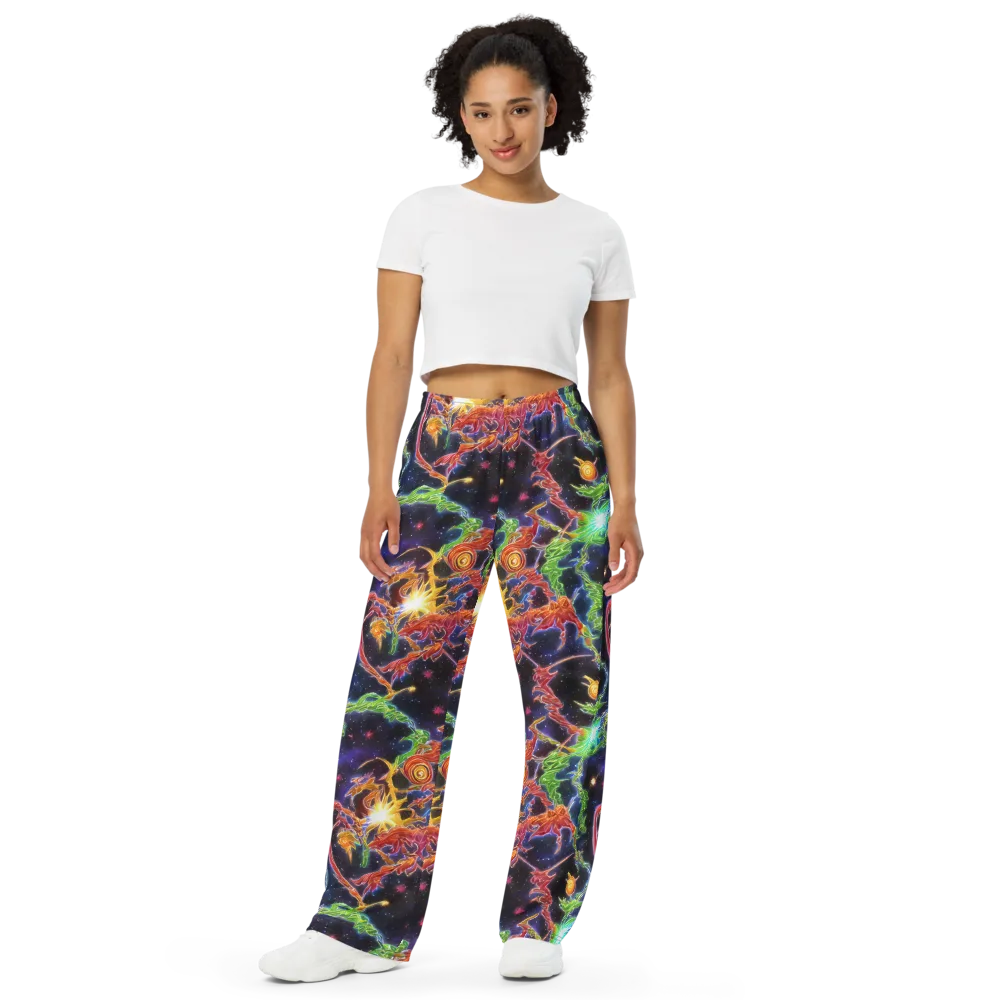 Galactic Flora on Wide-Leg Pants — Front