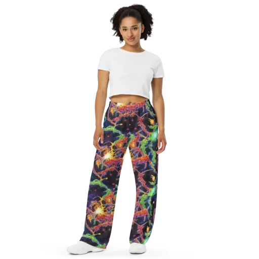 Galactic Flora on a Wide-Leg Pants