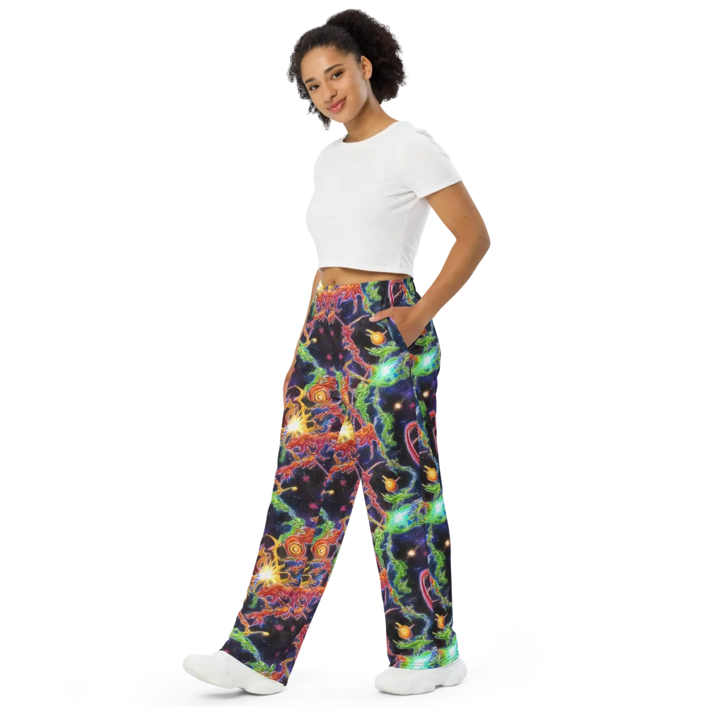 Galactic Flora on Wide-Leg Pants — Left Front