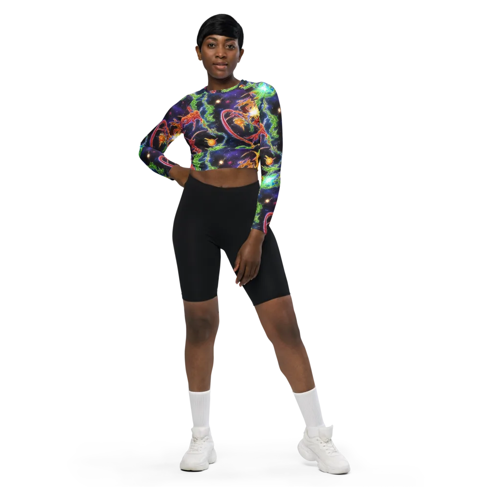 Galactic Flora on Long Sleeve Crop Top — Front
