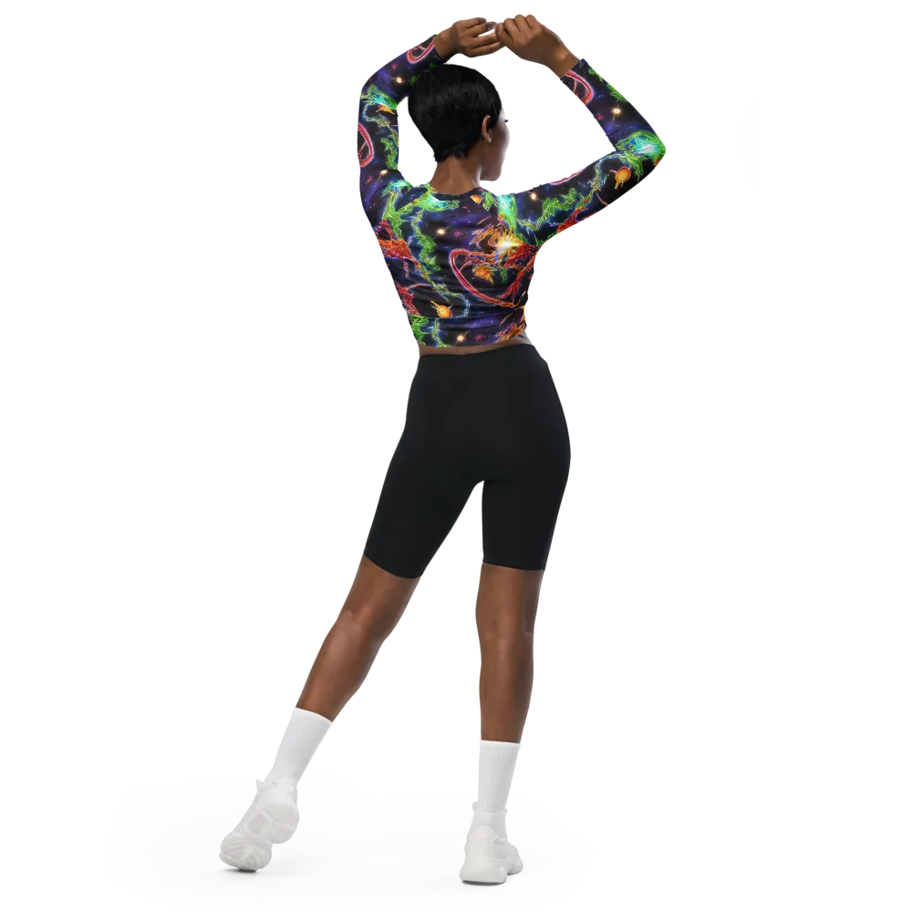 Galactic Flora on Long Sleeve Crop Top — Back