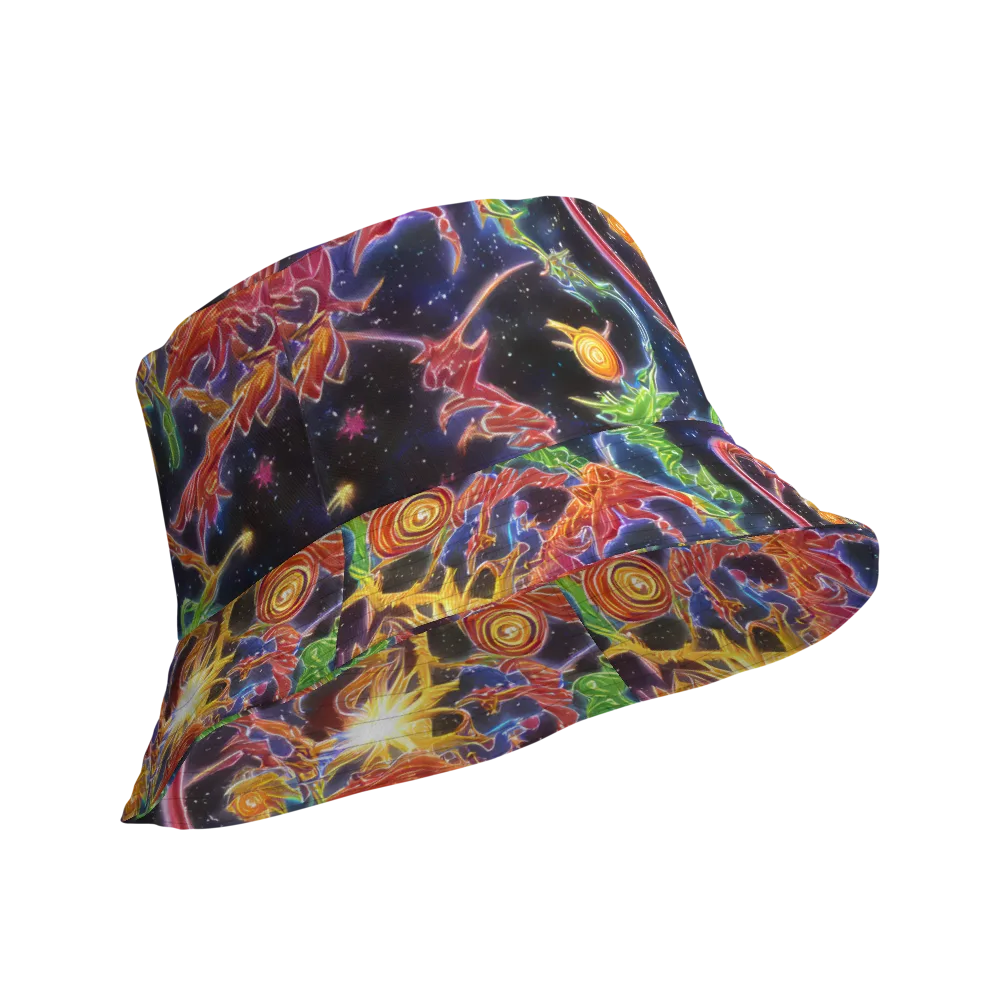 Galactic Flora on Reversible Bucket Hat — Product details Outside