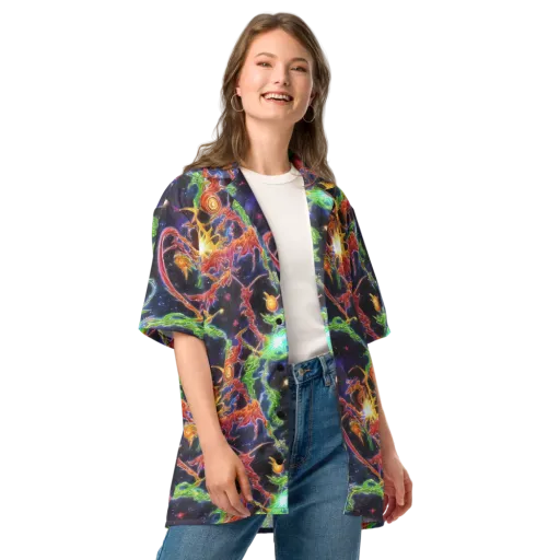 Galactic Flora on a Button Shirt