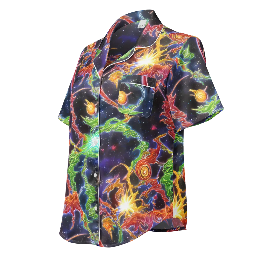 Galactic Flora on Women's Short Sleeve Pajama Top — Left Front