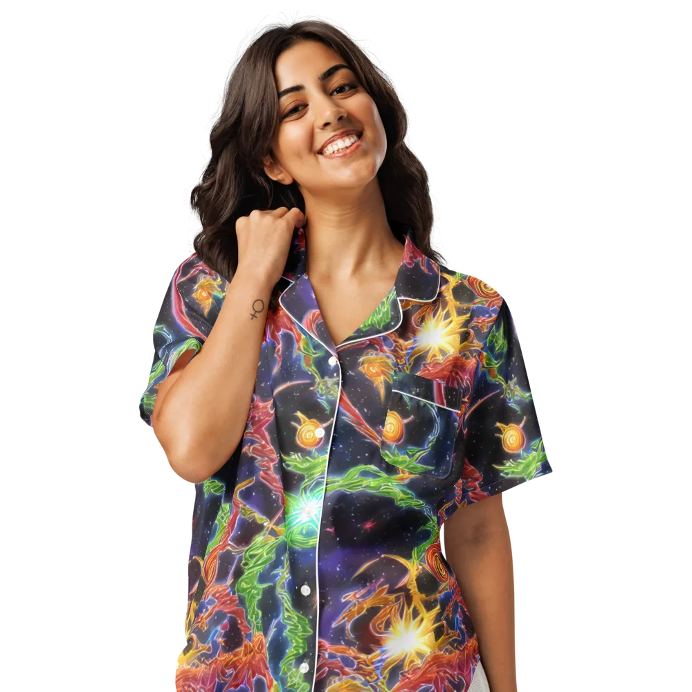 Galactic Flora on Women's Short Sleeve Pajama Top — Front