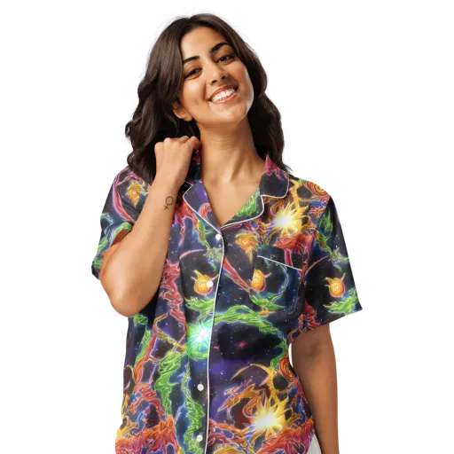 Galactic Flora on a Women's Short Sleeve Pajama Top