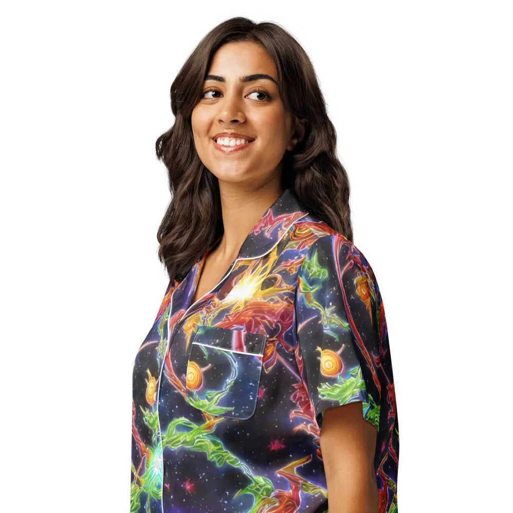 Galactic Flora on Women's Short Sleeve Pajama Top — Left Front