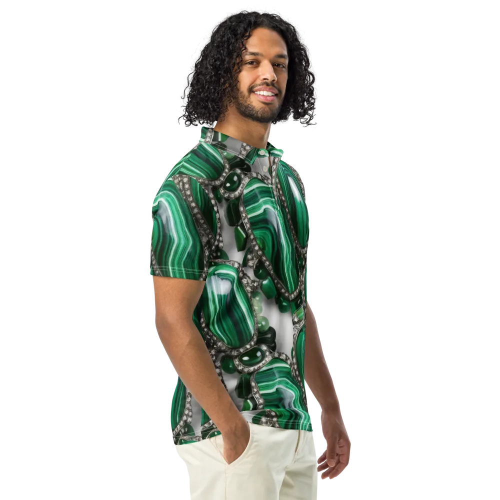 Malachite Royale on Men's Slim Fit Polo Shirt — Right Front