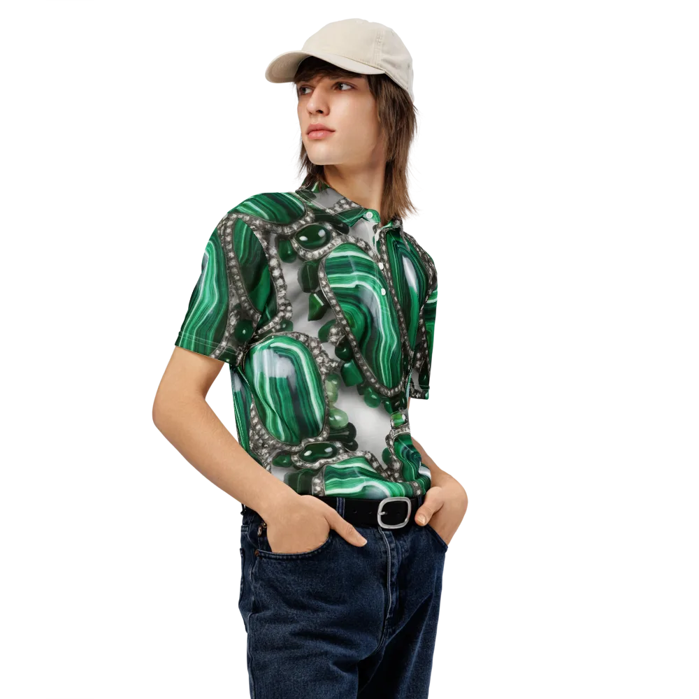 Malachite Royale on Men's Slim Fit Polo Shirt — Right Front
