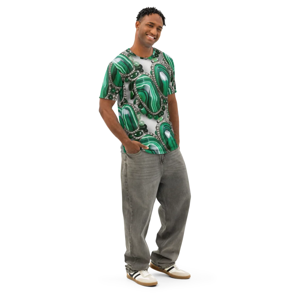 Malachite Royale on Men's Cotton Crew Neck T-Shirt — Right Front