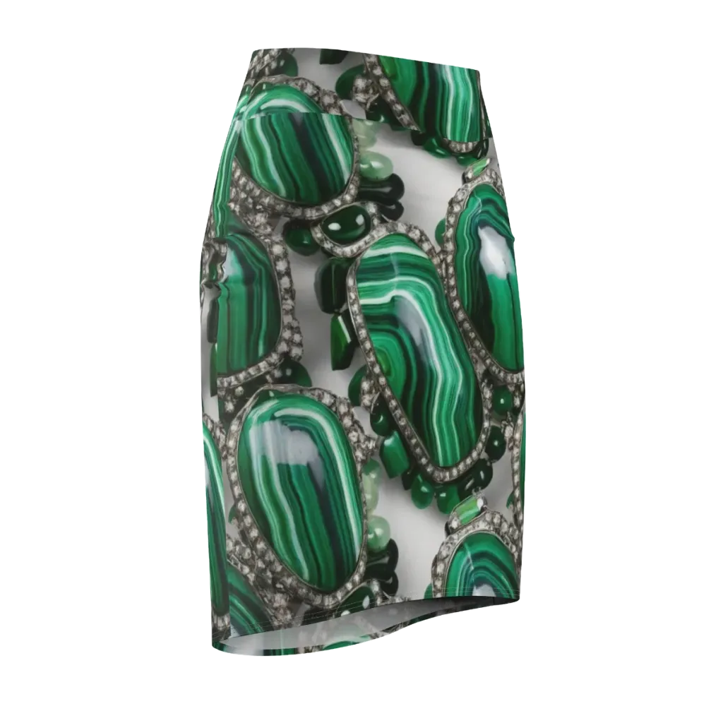 Malachite Royale on Pencil Skirt — Front Side