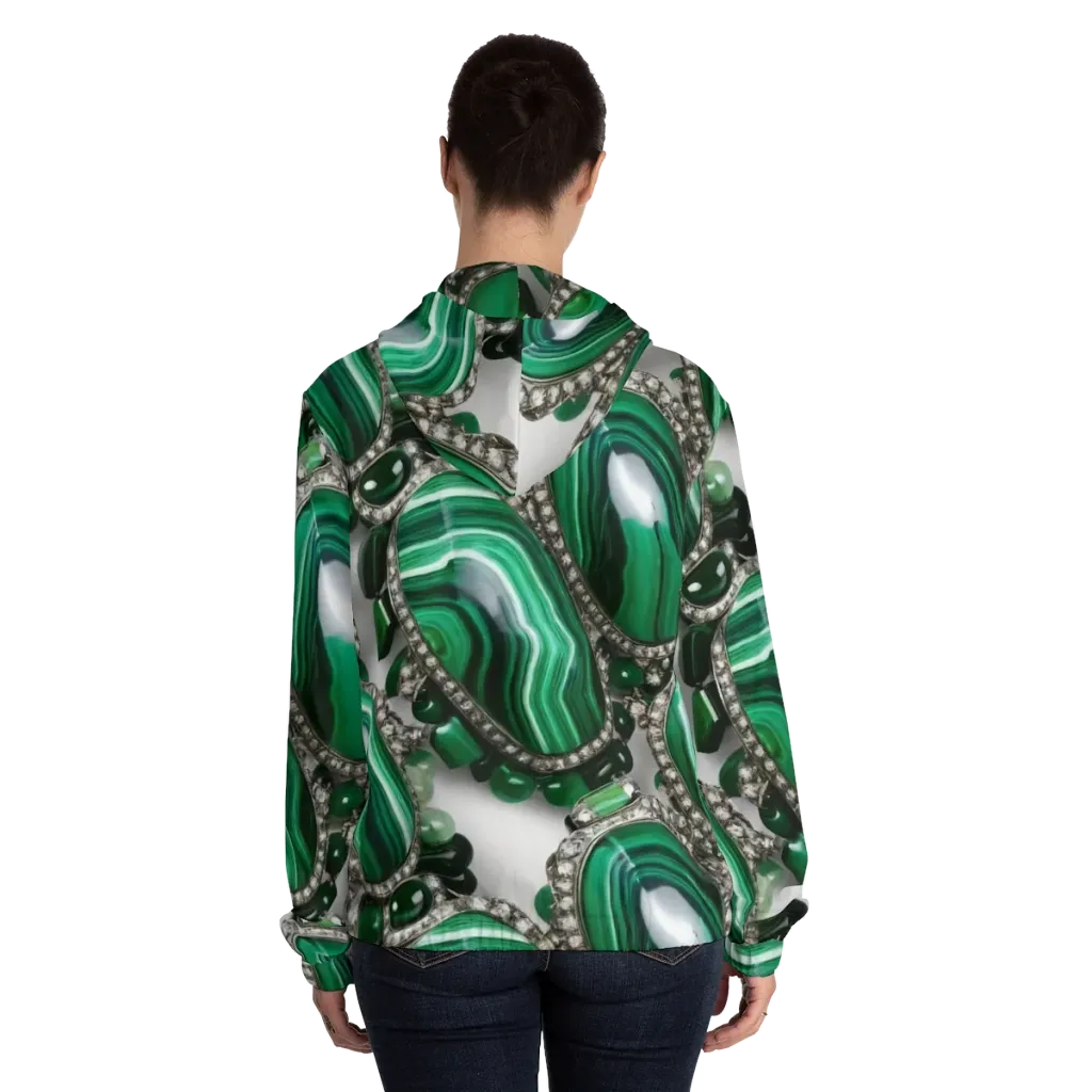 Malachite Royale on Women's Full-Zip Hoodie — Back On Person