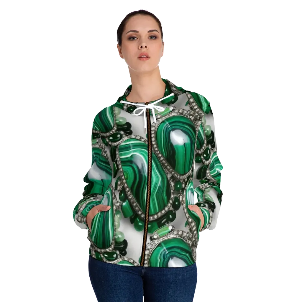 Malachite Royale on Women's Full-Zip Hoodie — Front On Person