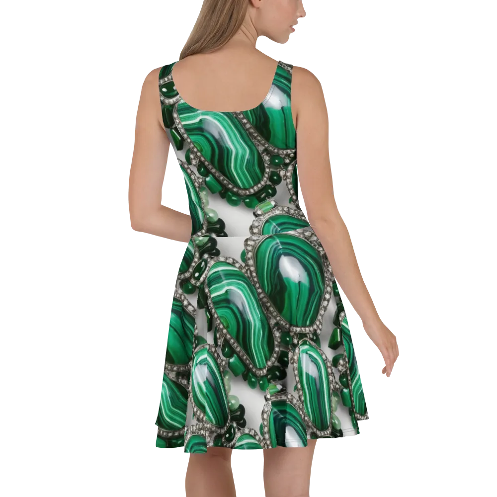 Malachite Royale on Skater Dress — Back