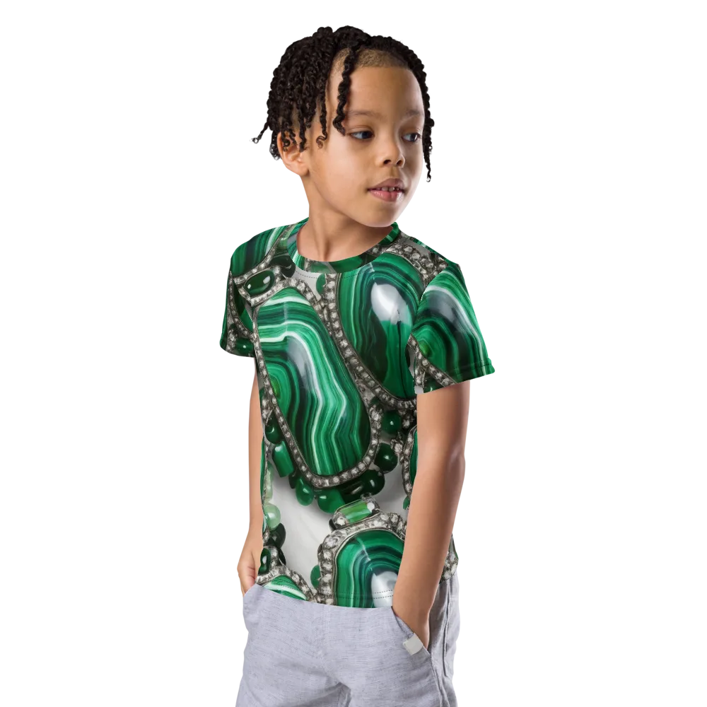 Malachite Royale on Kids Crew Neck T-Shirt — Left Front