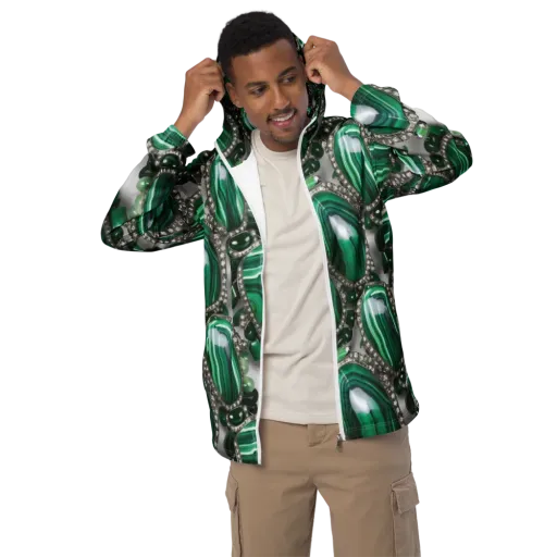 Malachite Royale on a Men's Windbreaker