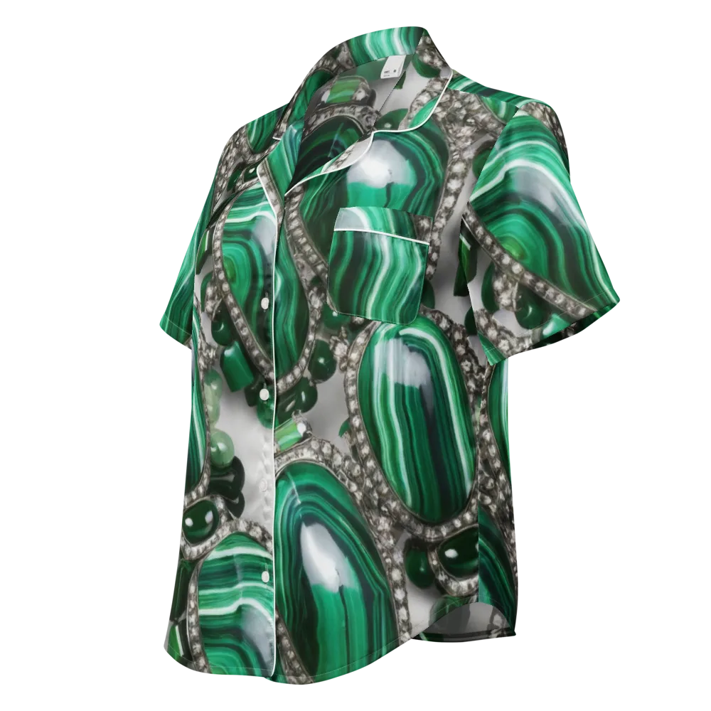 Malachite Royale on Women's Short Sleeve Pajama Top — Left Front