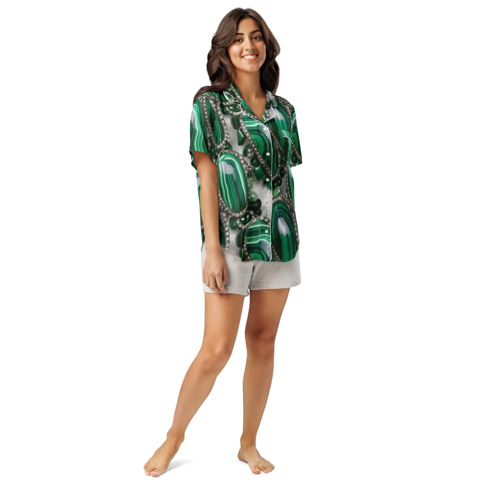 Malachite Royale on Women's Short Sleeve Pajama Top — Front