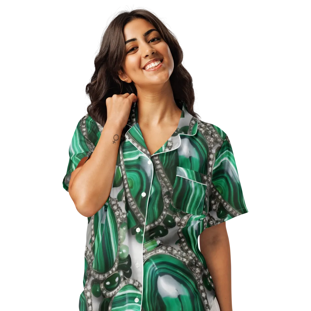 Malachite Royale on Women's Short Sleeve Pajama Top — Front
