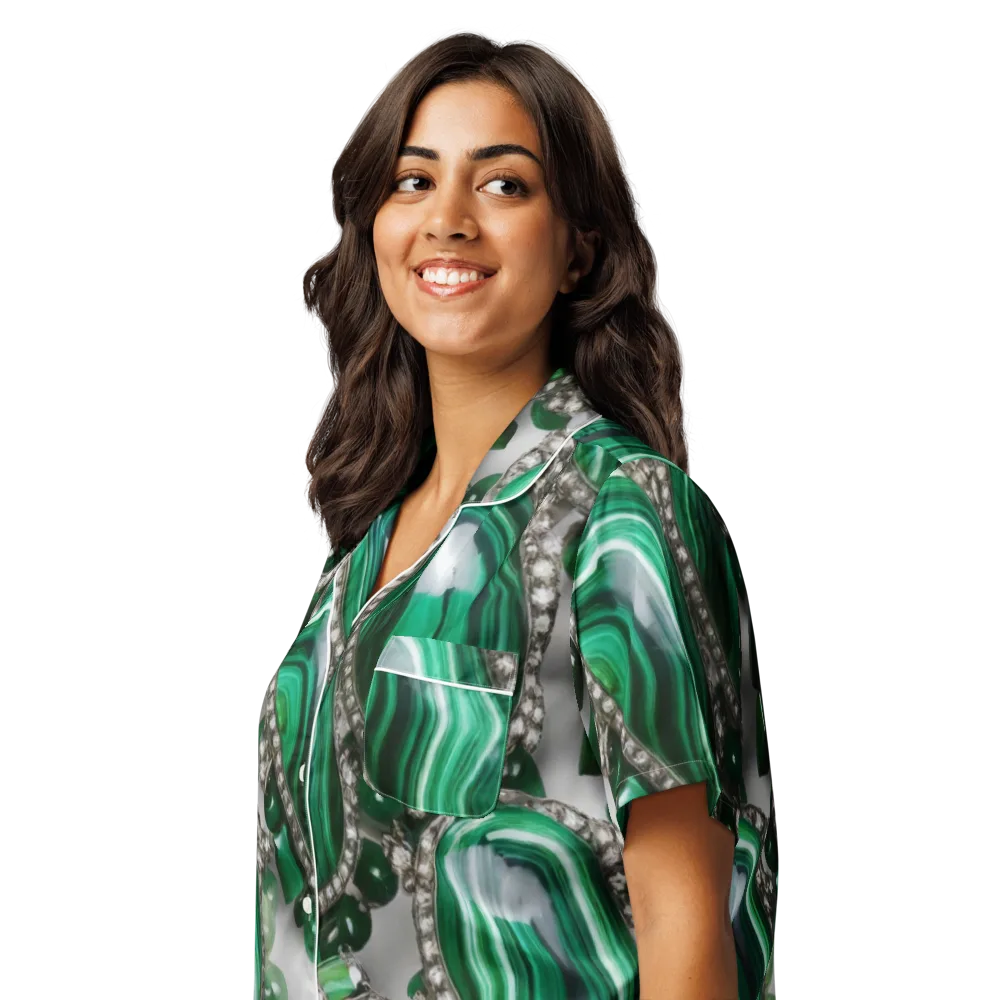 Malachite Royale on Women's Short Sleeve Pajama Top — Left Front