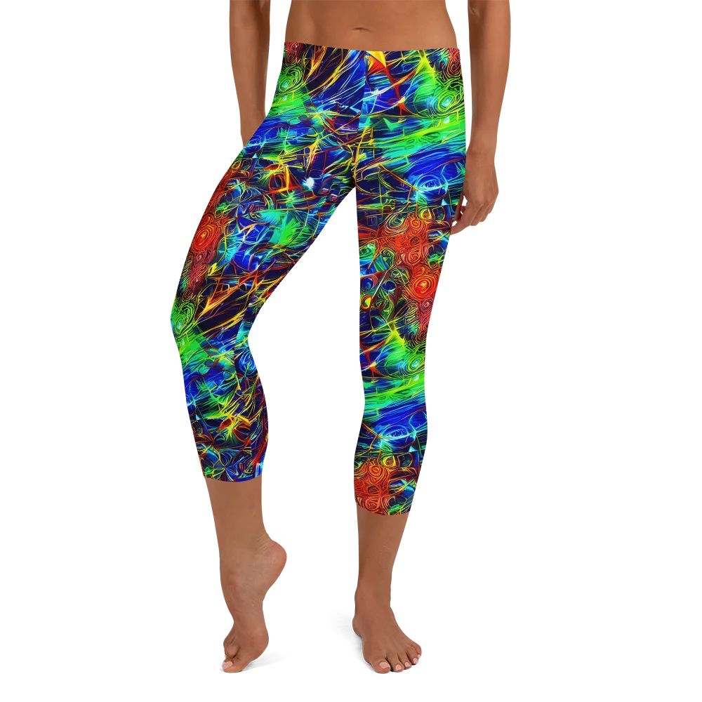 Limefire Cartography on Capri Leggings — Front