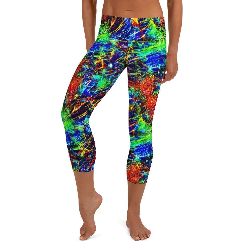 Limefire Cartography on Capri Leggings — Front