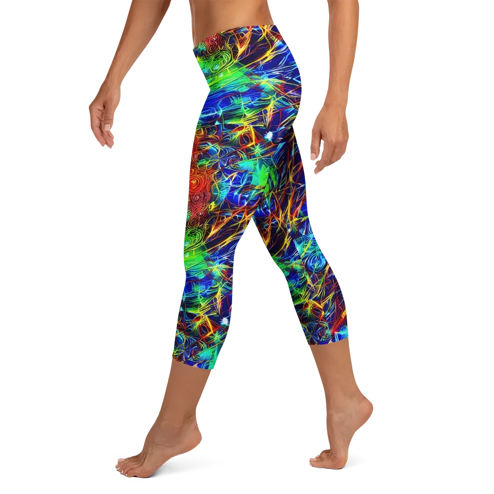 Limefire Cartography on Capri Leggings — Left