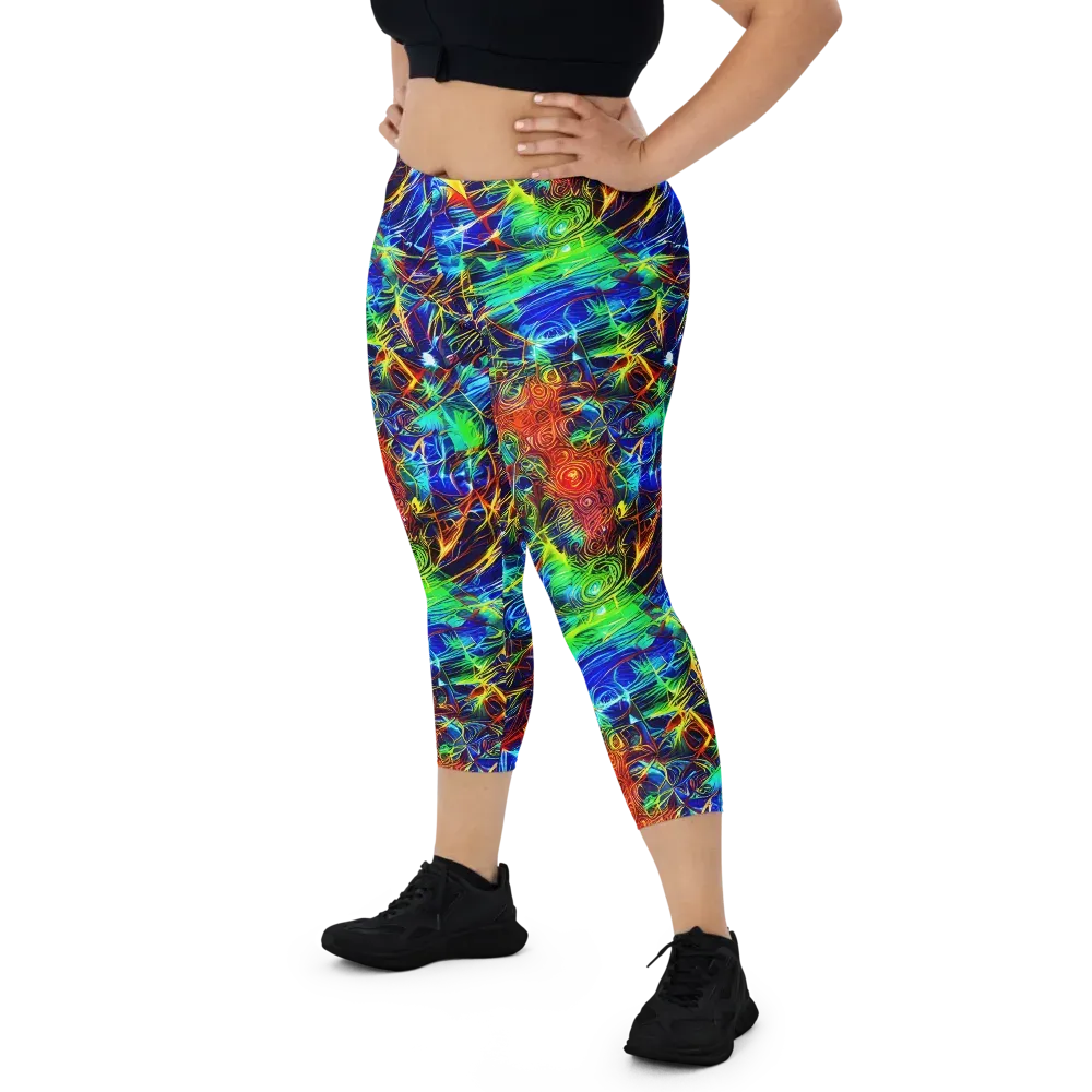 Limefire Cartography on Capri Leggings — Front
