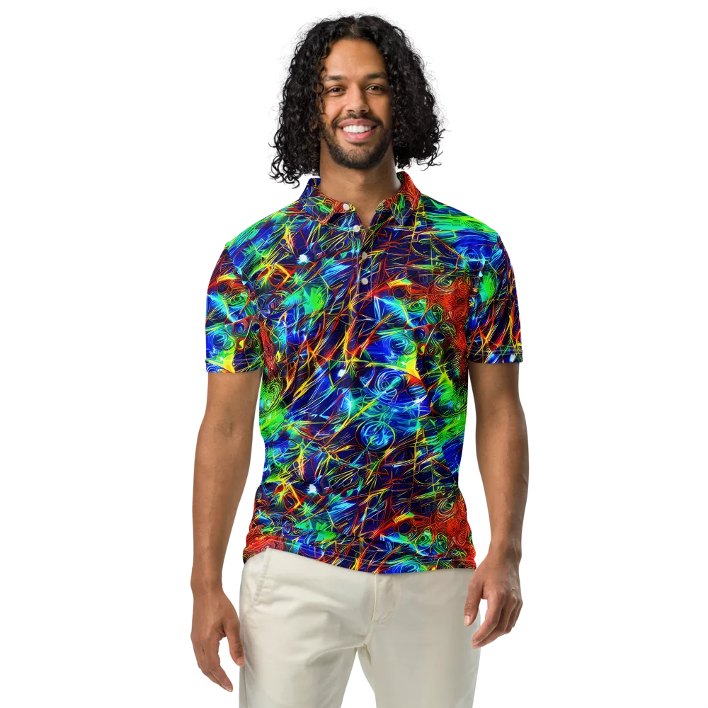Limefire Cartography on Men's Slim Fit Polo Shirt — Front