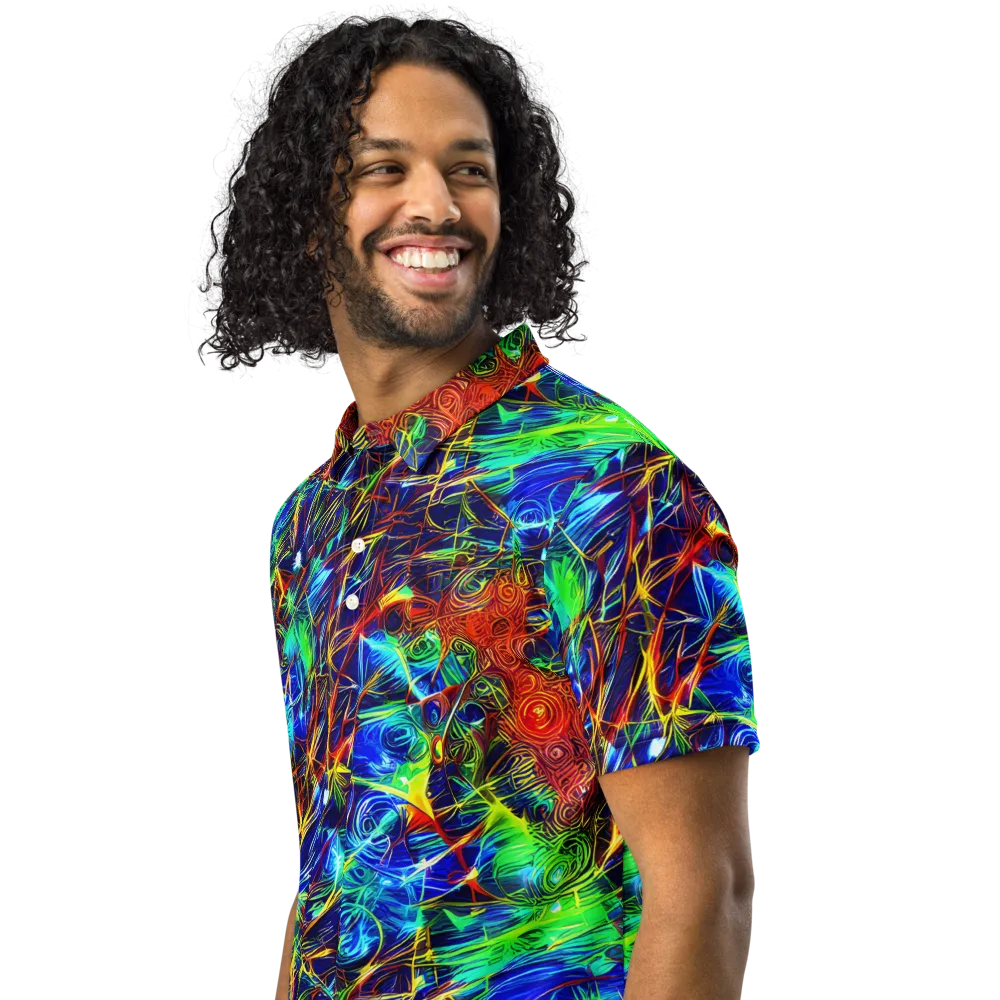 Limefire Cartography on Men's Slim Fit Polo Shirt — Left Front