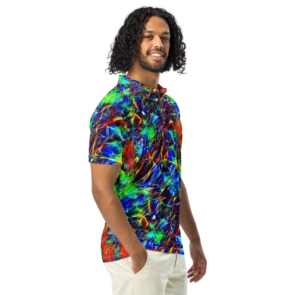Limefire Cartography on Men's Slim Fit Polo Shirt — Right Front