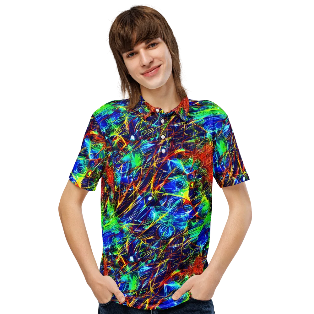 Limefire Cartography on Men's Slim Fit Polo Shirt — Front