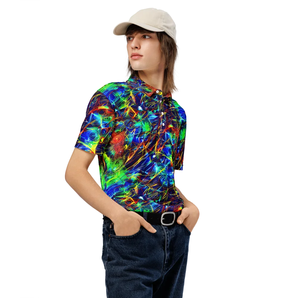 Limefire Cartography on Men's Slim Fit Polo Shirt — Right Front