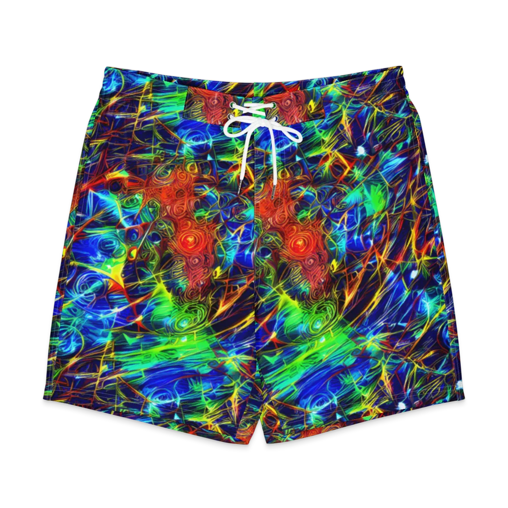 Limefire Cartography on Men's Board Shorts — Front