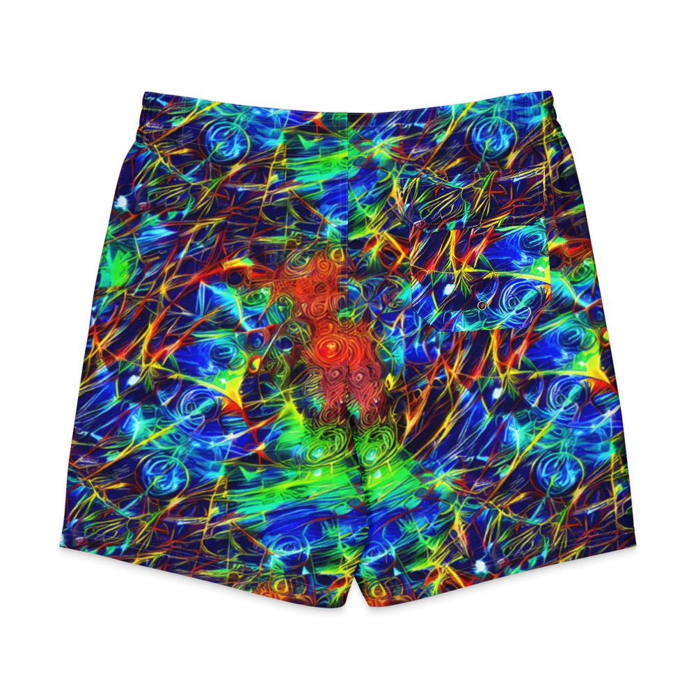 Limefire Cartography on Men's Board Shorts — Back