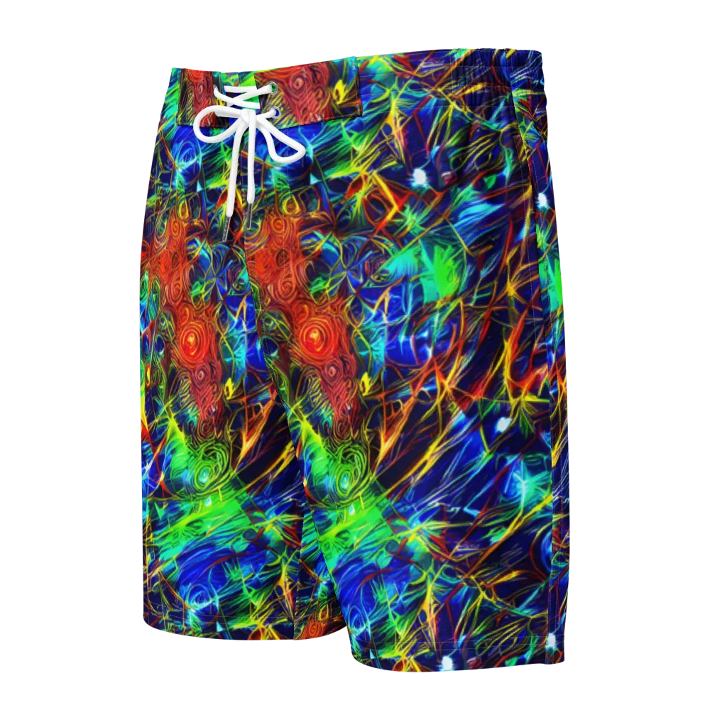 Limefire Cartography on Men's Board Shorts — Front